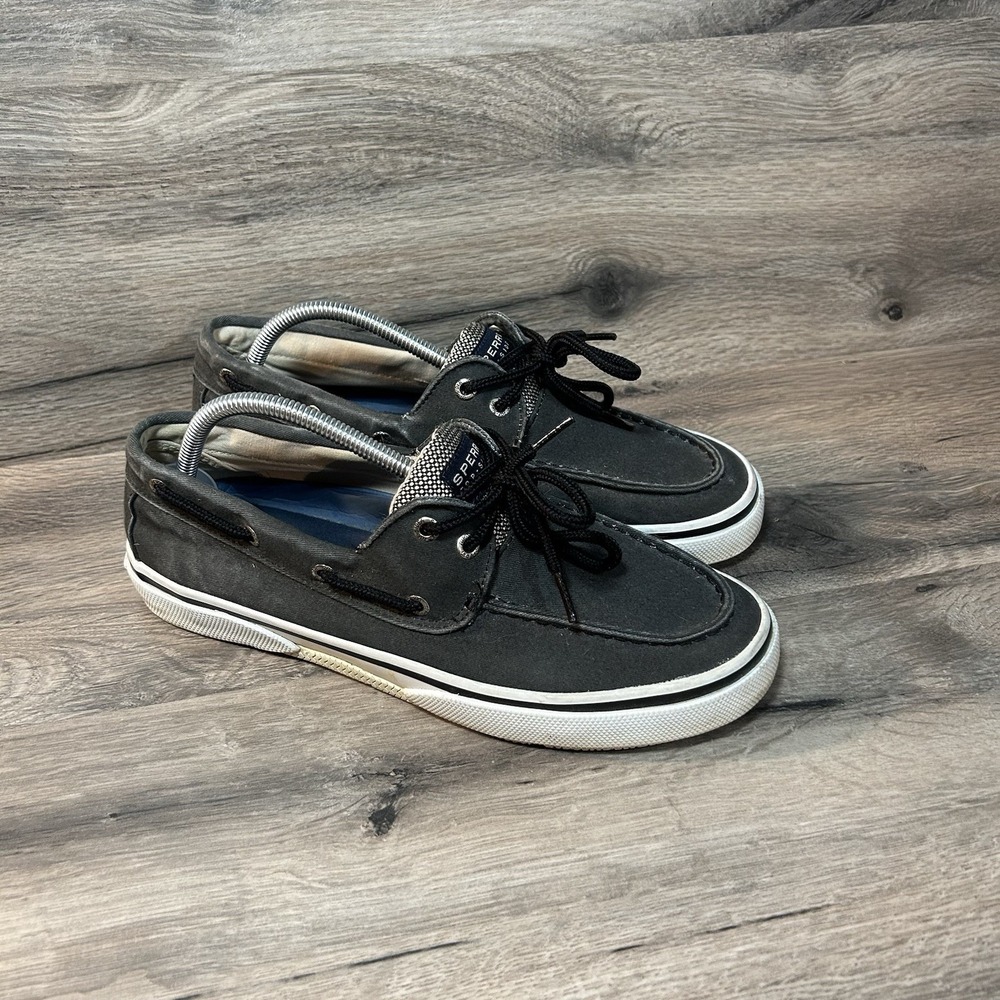 Sperry Top-sider Bahama Boat Shoes Men's 9 M Gray/black Canvas Beach